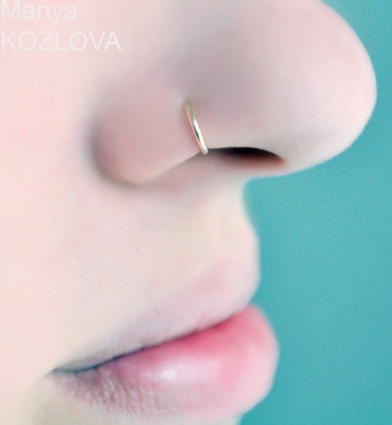 Fake Piercing Tiny 5mm 18ga 14k Yellow Gold FILLED Nose Ring/ Etsy
