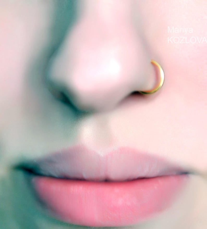 18ga 7mm Gold Nose Ring 8mm9mm6mm5mm Nostril Hoopfake nose piercingnariz piercing imitationfake nasenring piercingfaux anneau nez