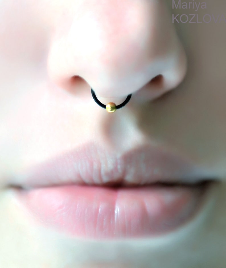 20ga 7mm Black No Piercing Septum Ring 2mm Ball Septum Etsy