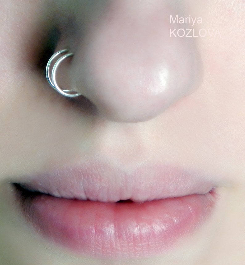 Fake Ear Piercing 7mm Rook Rings/Cartilage Ear Cuff/Double Etsy