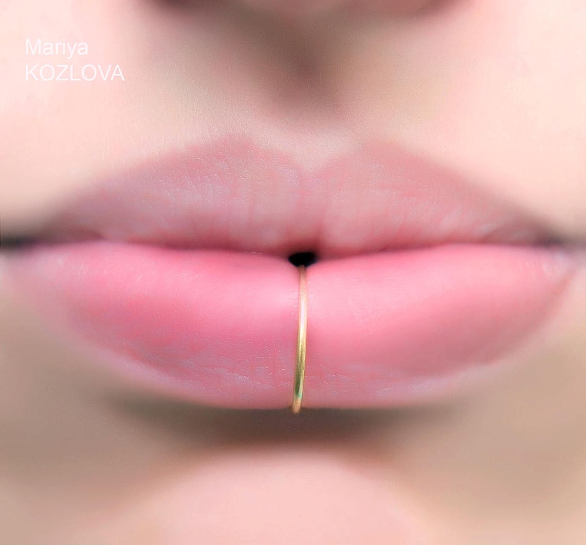 20ga 10mm No Piercing Smooth Gold Lip Ring/Big Large Lip Hoop Etsy