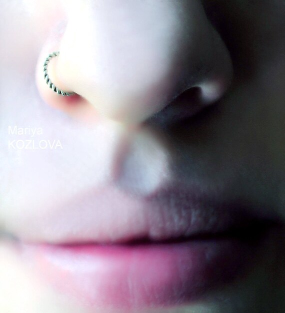 Piercing Imitation 925 Sterling Silver 5 15mm Twisted Fake Nose Ring Faux Anneau Nez False Nostril