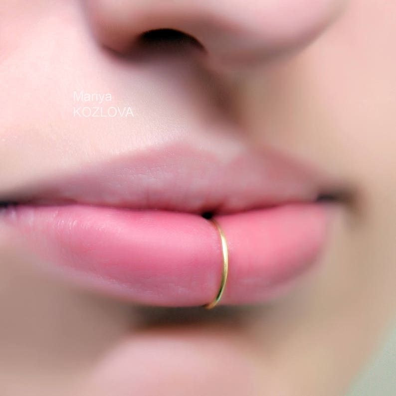 20ga 10mm No Piercing Smooth Gold Lip Ring/Big Large Lip Hoop Etsy
