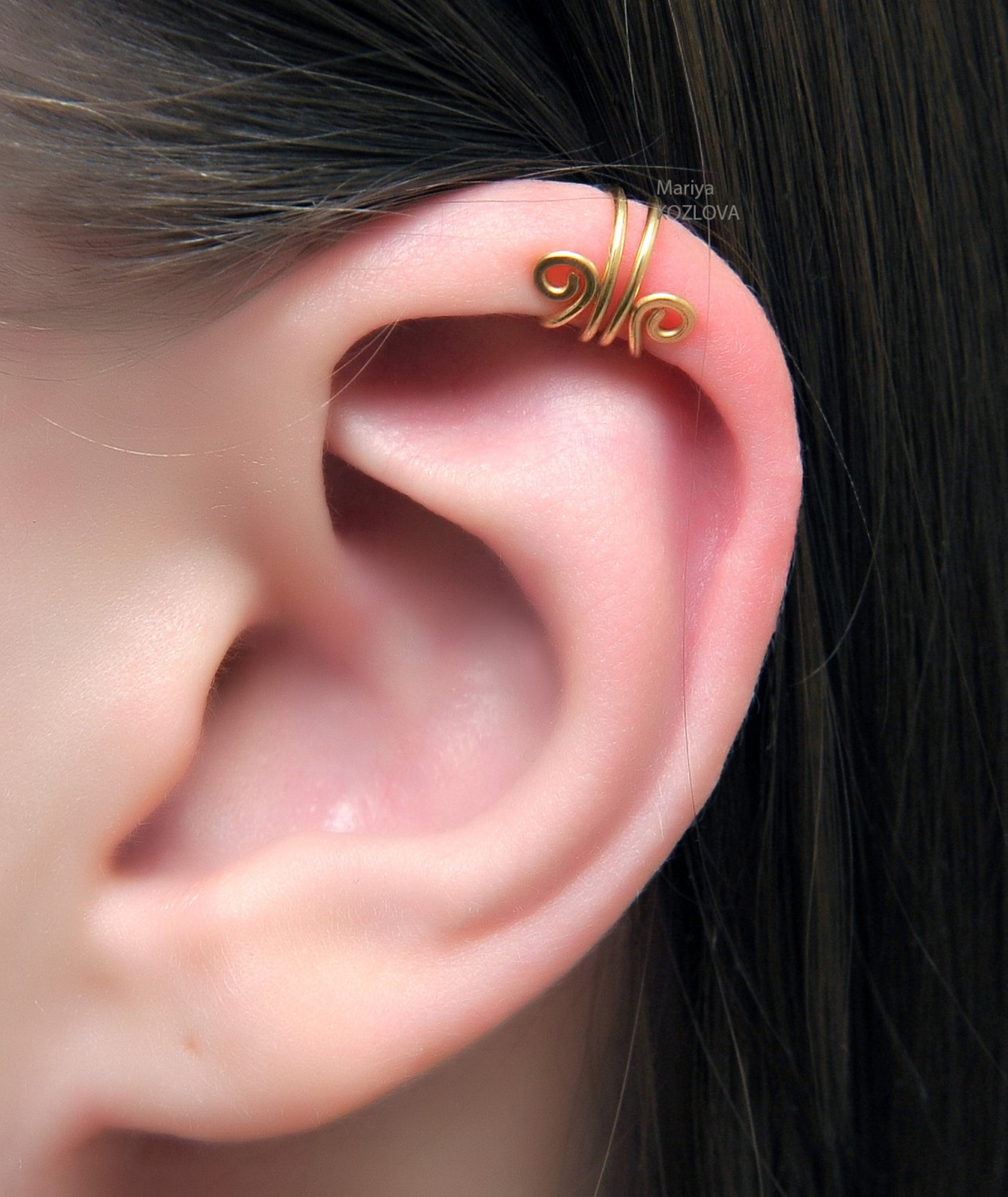 Gold Scroll Swirls Helix Ear Cuff/cartilage ear cuff/piercing Etsy