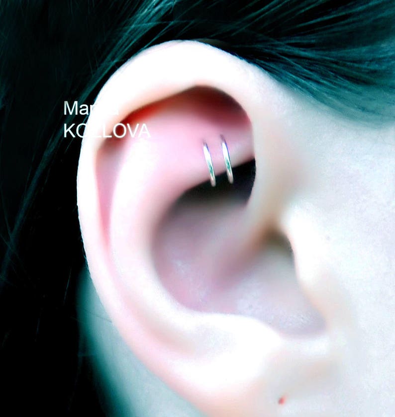 No Piercing Gold The Greatest Double Rings Helix Ear Cuff-Position 3Ear Nose Two Small Ringsfake faux piercingohrklemmemanschette oreja