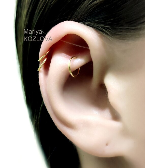 No Piercing Rook Ear Ring Fake Faux Ear Piercing Ring Fake Etsy