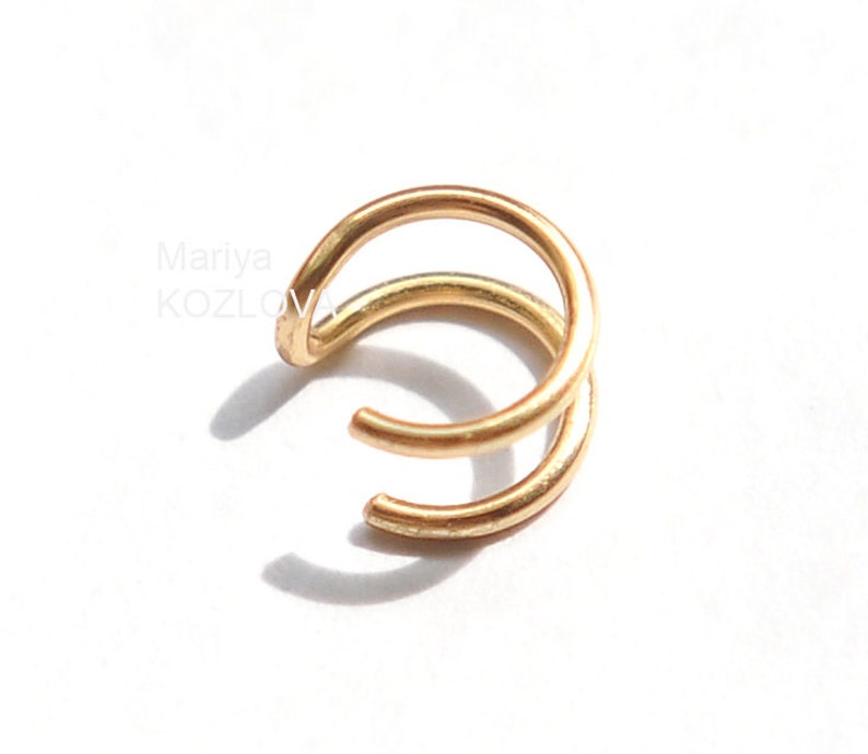No Piercing Gold The Greatest Double Rings Helix Ear Cuff-Position 3Ear Nose Two Small Ringsfake faux piercingohrklemmemanschette oreja