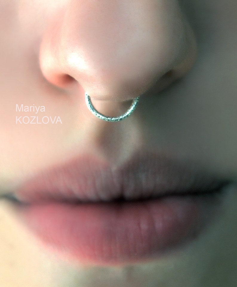 11mm No Piercing 18ga Septum Ring 925 Sterling Silver Snake Skin fake piercing ring piercing imitation fake nose clicker faux anneau nez