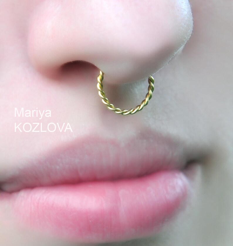 9mm No Piercing Twisted Gold Septum Nose Ring/fake nose Etsy