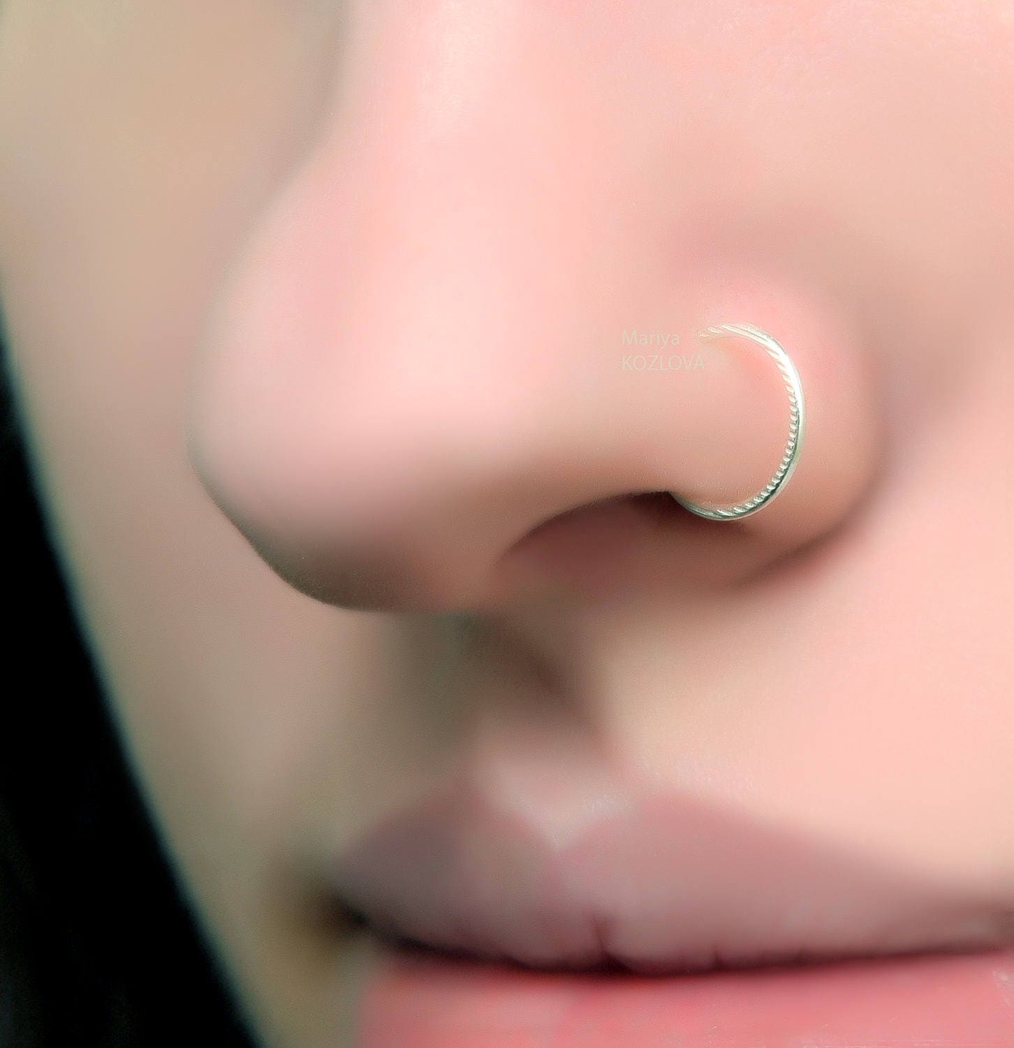 Genuine 925 Sterling Silver 7MM Flower Nose Ring Hoop Cartilage Piercings Women