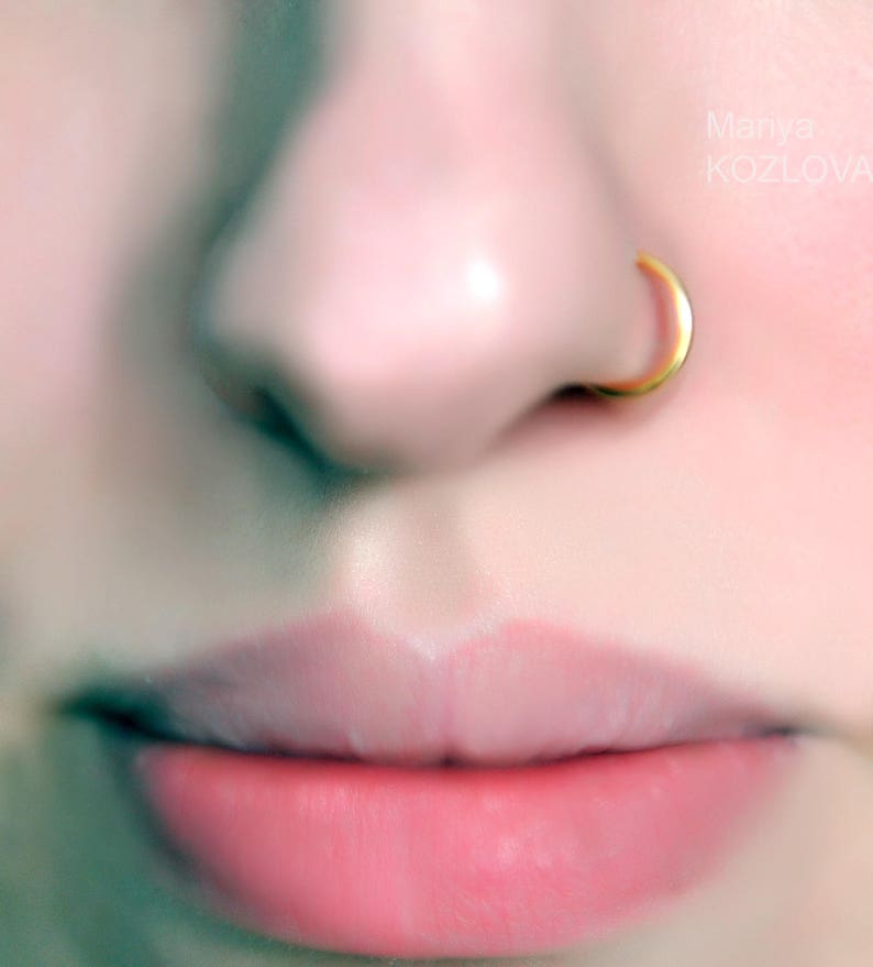 18ga 7mm Gold Nose Ring 8mm9mm6mm5mm Nostril Hoopfake nose piercingnariz piercing imitationfake nasenring piercingfaux anneau nez