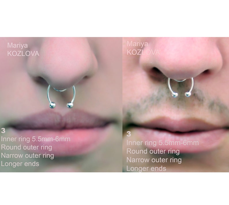 LONG No Piercing Ball Barbell Septum Nose Piercing Etsy