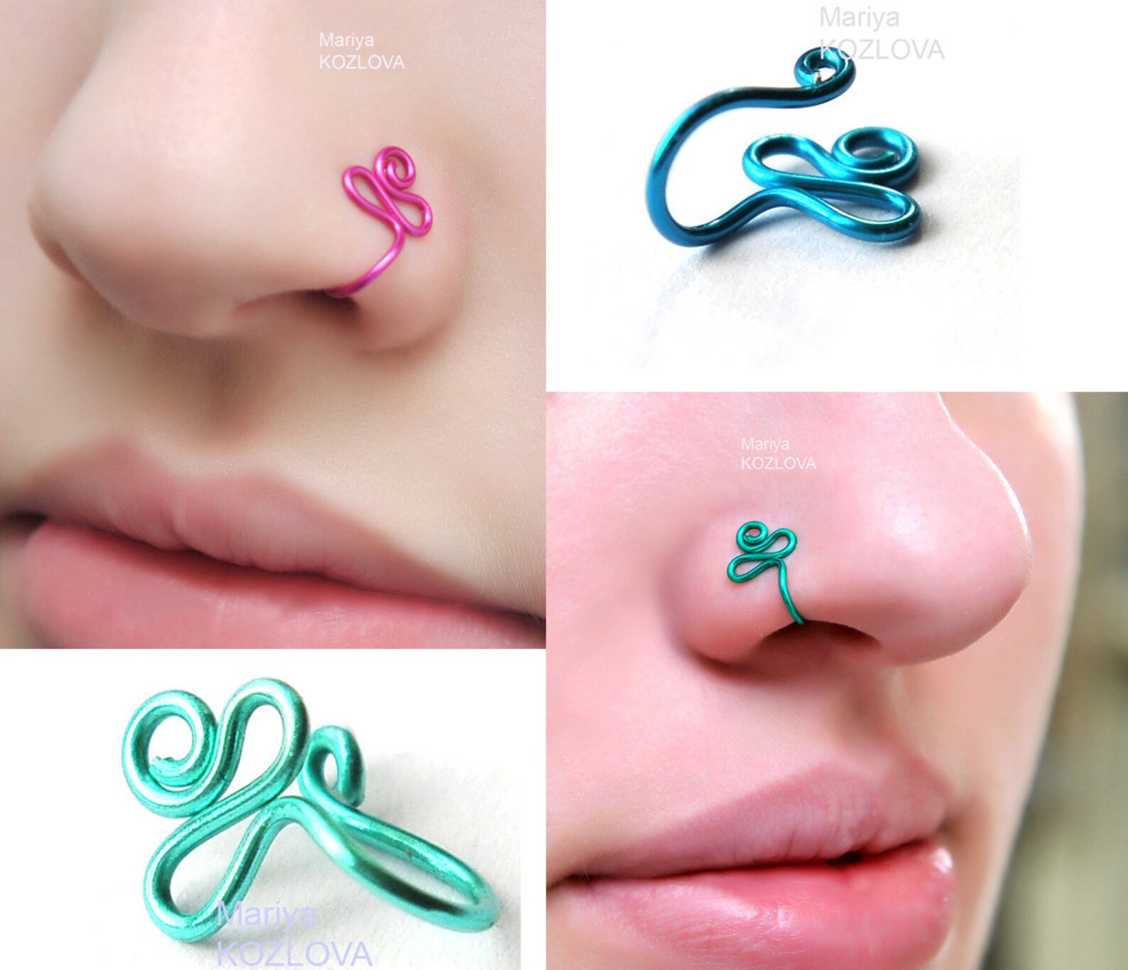 Piercing Alternative Clip on Nose Ring Black Simple Dragonfly Etsy