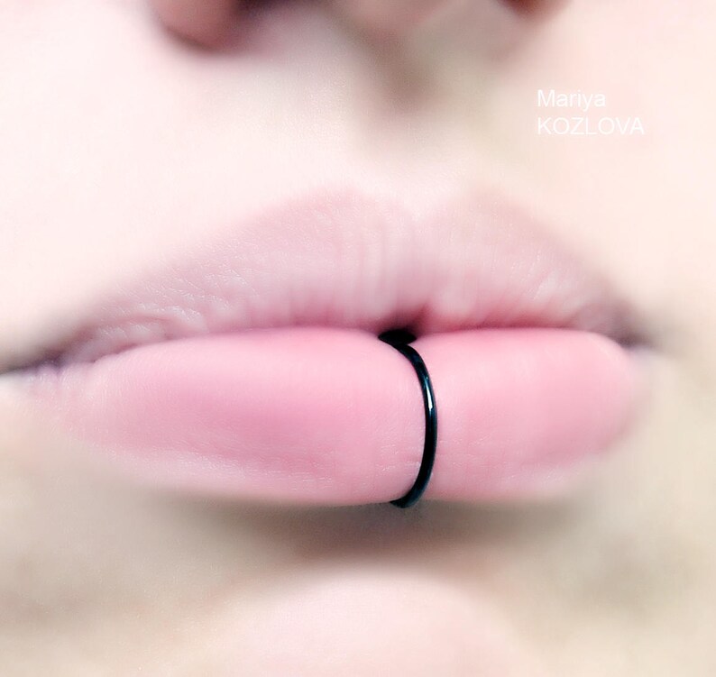 20g 9mm No Piercing Black Lip Ring 10mm/11mm fake lip Etsy