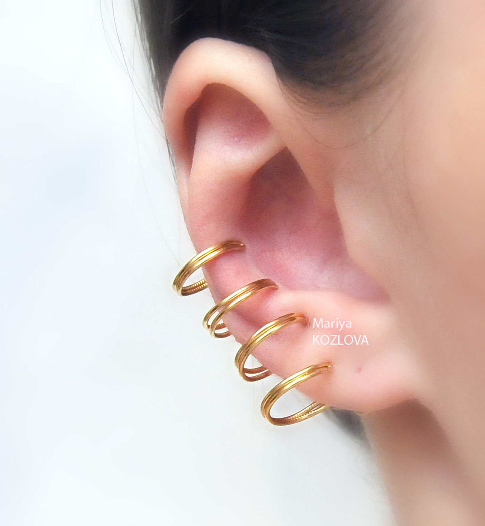 No Piercing Four Rows Cartilage Ear Cuff Many Rings/multiple Etsy