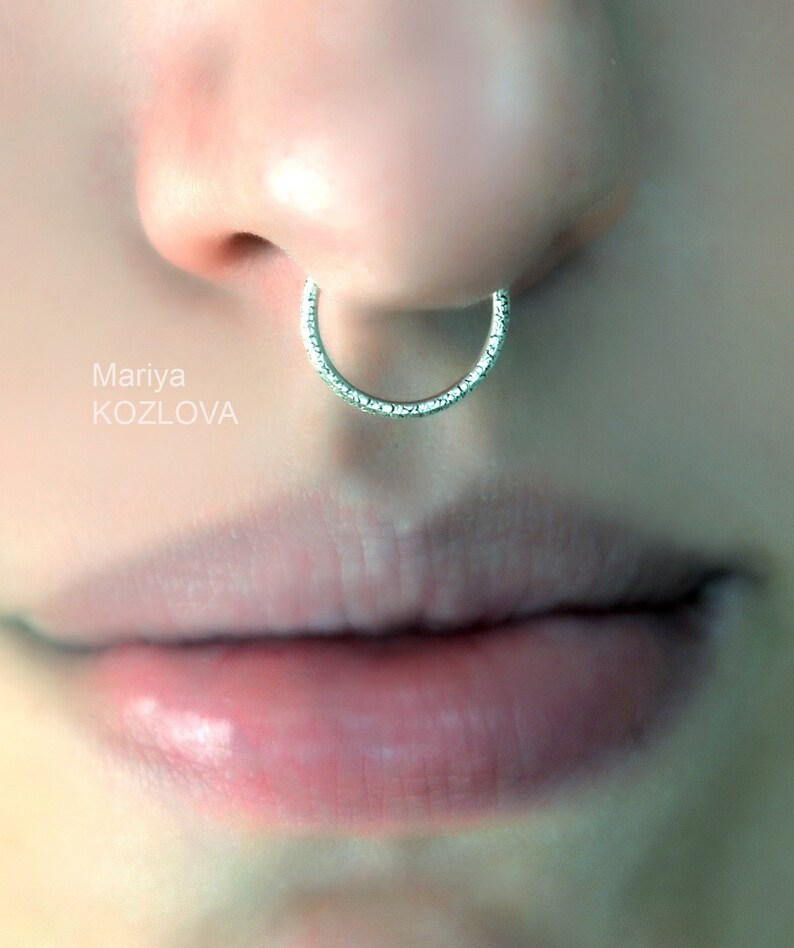 11mm No Piercing 18ga Septum Ring 925 Sterling Silver Snake Skin fake piercing ring piercing imitation fake nose clicker faux anneau nez