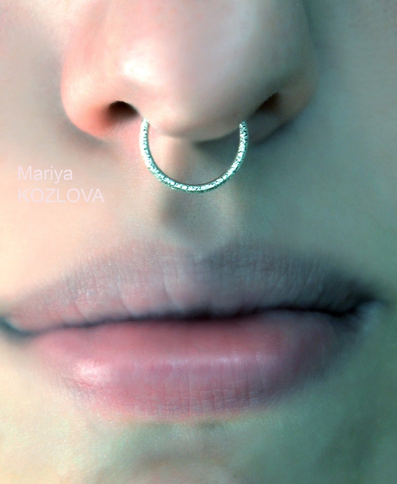 11mm No Piercing 18ga Septum Ring 925 Sterling Silver Snake Skin fake piercing ring piercing imitation fake nose clicker faux anneau nez