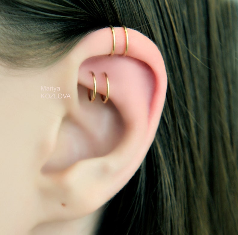 Fake Ear Piercing 7mm Rook Rings/Cartilage Ear Cuff/Double Etsy