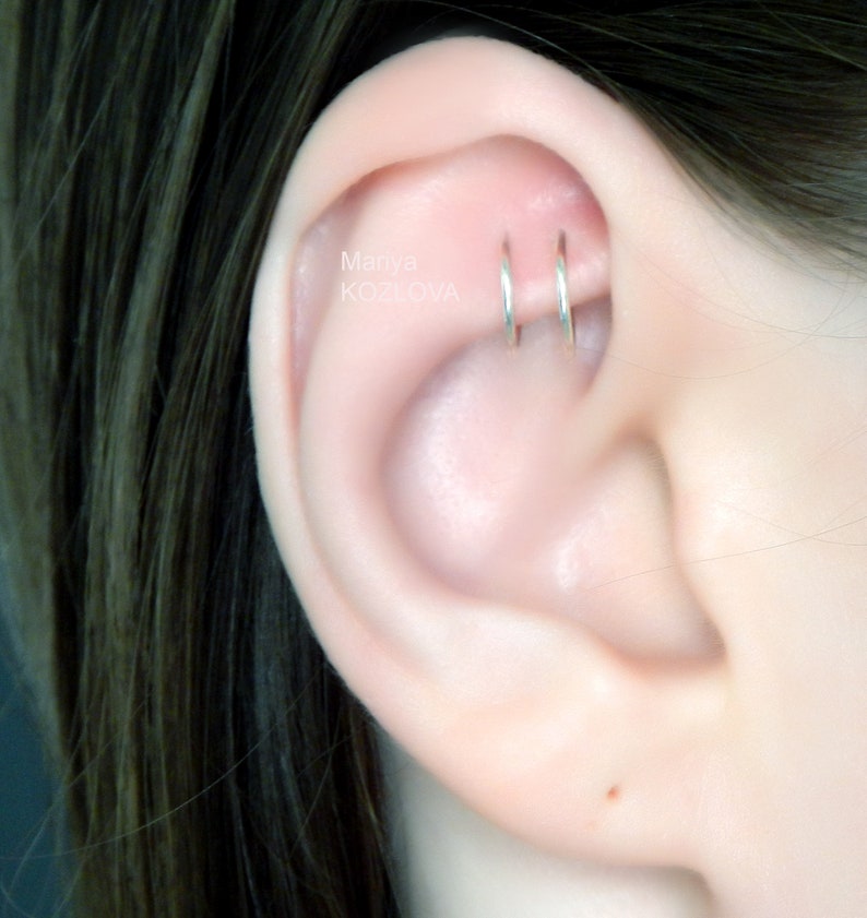Fake Ear Piercing 7mm Rook Rings/Cartilage Ear Cuff/Double Etsy
