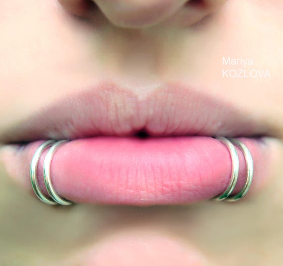 10mm 16ga Piercing Imitation Shark Bites Two Double Rings Fake Etsy