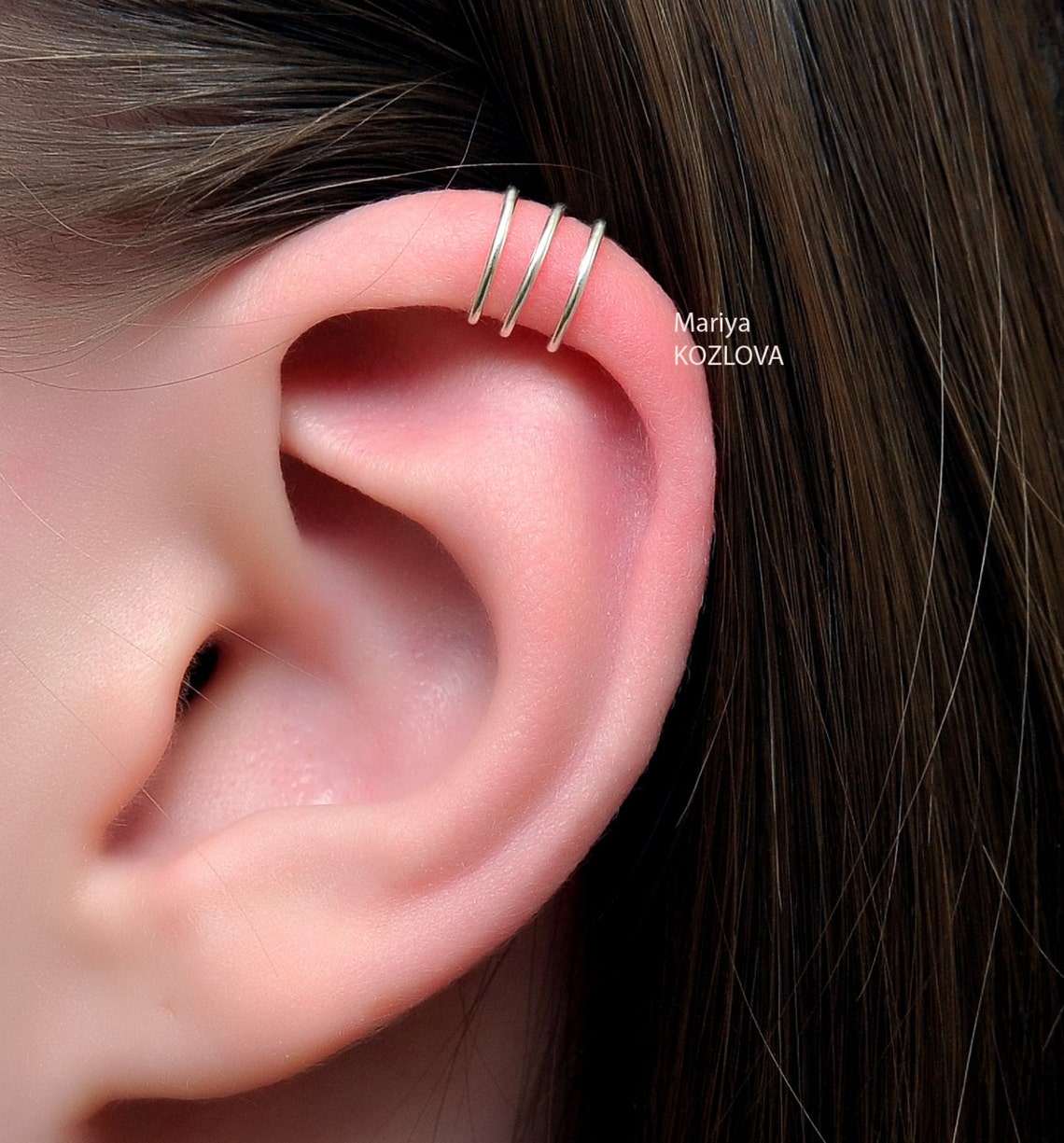 No Piercing Three Rings Helix Ear Cuff /cartilage ear Etsy