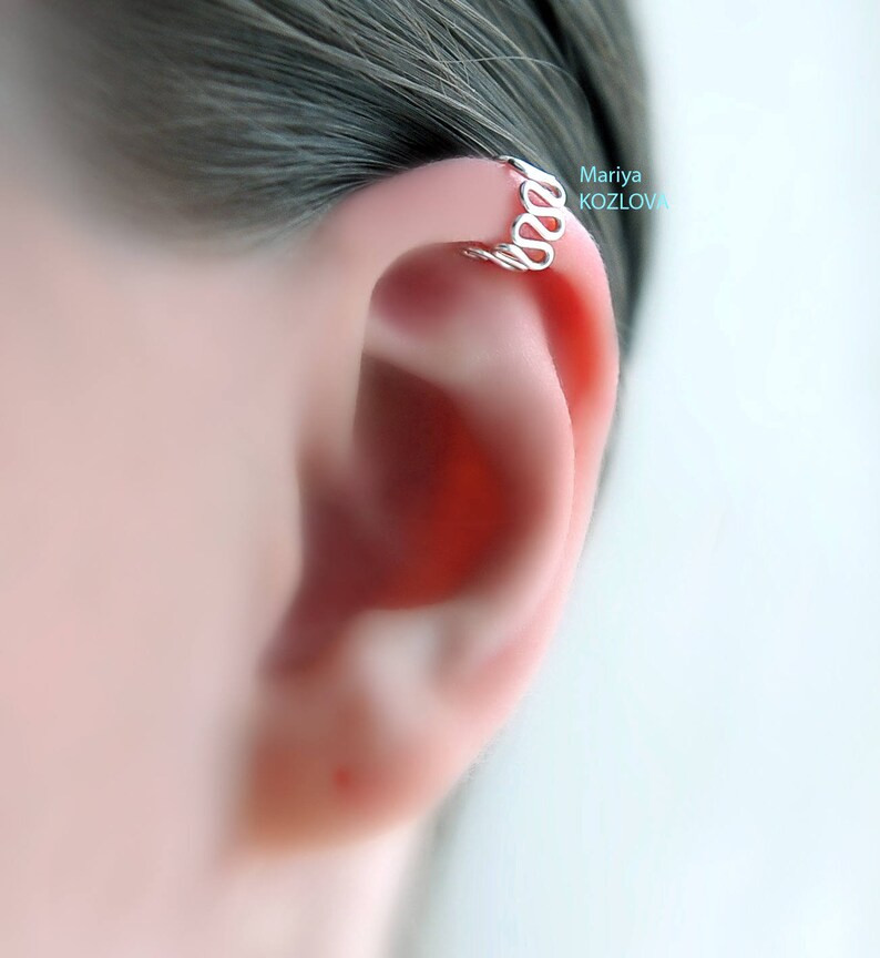 No Piercing Helix Ear Cuff Art Deco Waves/ Top Upper Ear Cuff/ Etsy