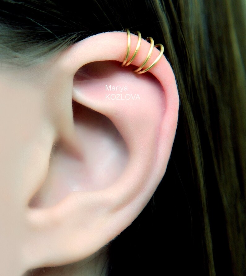 No Piercing Helix Ear Four Rings/cartilage ear cuff/piercing Etsy