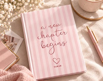 Personalized New Chapter Journal, A New Chapter Begins Notebook, Custom Name Diary, New Beginnings Gift for Her, Graduation Gift