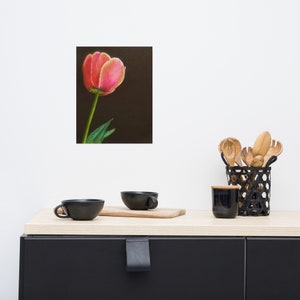 Pink Tulip Color Buntstift und Kohle Zeichnung PRINT Luster Papier-Poster