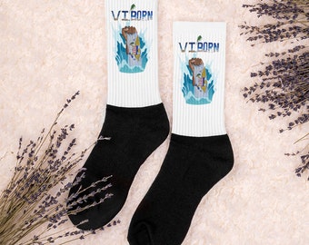 VI Born water Splash Sublimated Socks, black and white