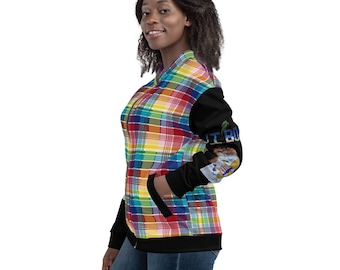 VI Schwarze Madras Unisex Bomberjacke