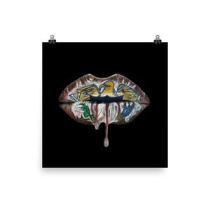 V.I. Drip (Lip mix Media color bleistift Zeichnung) Luster paper poster