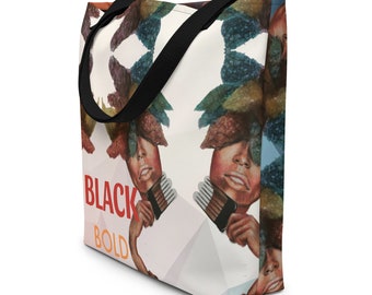 Black Bold and Beautiful All-Over Print Large Tote Bag