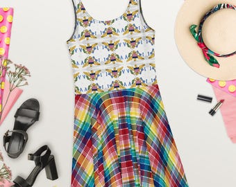VI Madras Skater Dress flag on top, culture bottom!