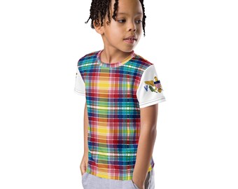 USVI Madras Print Kinder T-Shirt mit Rundhalsausschnitt