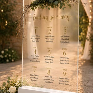 Personalized Acrylic Wedding Seating Chart, Gold Lettering Table Plan Sign, Custom Guest List Sign, Bridal Guest List, Wedding Decor