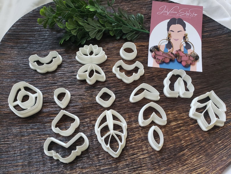 16-Piece Clay Cutter Set, Fast Shipping, Clay Cutters for Earrings, Polymer Clay Cutters, Small Cookie Cutters, Unique Clay Cutters image 1