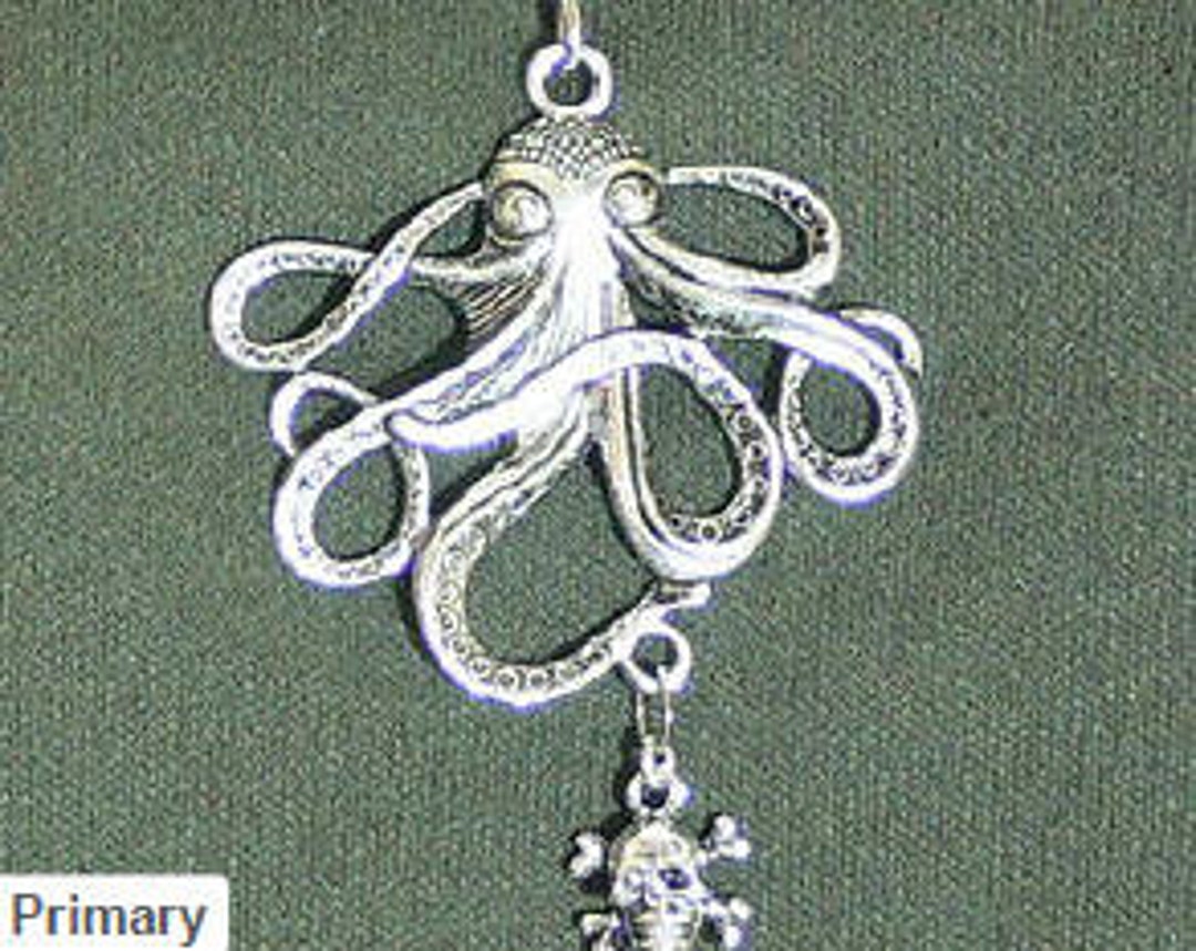 thumbnail interactive-video image 1 of Steampunk Octopus Pendant Necklace – Bronze, Pirate Costume Accessory 1 of 2