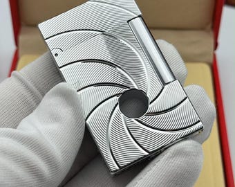 ST Dupont Ligne 2 Lighter Limited Edition Spectre Spiral Pattern, Silver Plated Luxury Pocket Gas Lighter, Collector's Gift