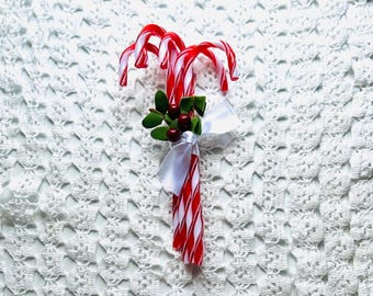 Candy Cane Christmas Ornament Bundle  Farmhouse Holiday Decor, Set of 6