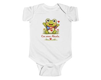 Frog with Flowers Con amor Abuela Bodysuit | Infant