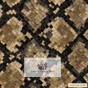 Gold Black Snake Skin Pattern Digital Paper | Reptile Scale Seamless Texture | Python Print Fabric Sublimation Wallpaper Design