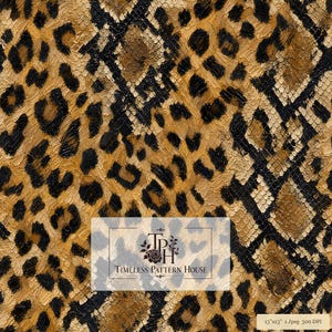 Leopard Snake Skin Print Seamless Pattern | Black Gold Animal Print Digital Texture | POD Fabric Sublimation Design