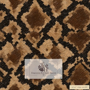 Snake Skin Seamless Pattern Oil Paint Texture | Brown Black Python Print Digital | Boho Animal Repeat