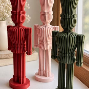 3D Printed Nutcracker Decor, Ribbed Christmas Figurines for Home