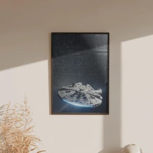 Millennium Falcon Poster - Star Wars Spaceship Art Print, Sci Fi Wall Art, Starship Poster, Galactic Movie Decor