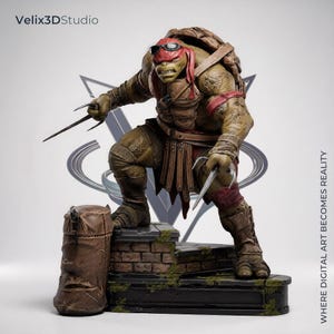 赤いマスクをつけた下水道カメの3Dモデル像（1/6スケールSTLファイル） – ミュータント・ウォリアー・プリント