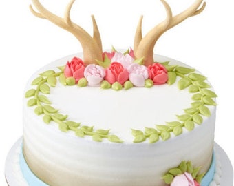 Deer antlers 4" / gum paste / sugar fondant / cake decorations or cupcake toppers