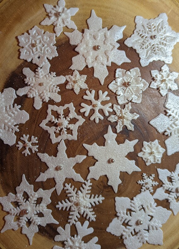 Edible Snowflakes Cake Decorations, Winter Freezing Snowflakes