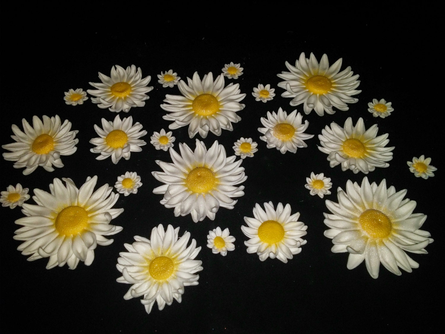 12 Edible DAISY DAISIES / Variety sizes / gum paste / fondant Etsy